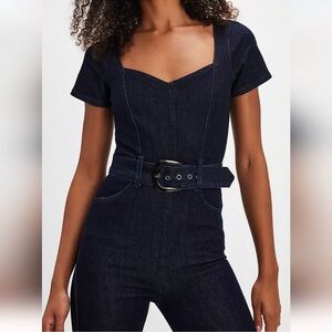 NWT Show me your MuMu Dark Denim Belted Jumpsuit xl